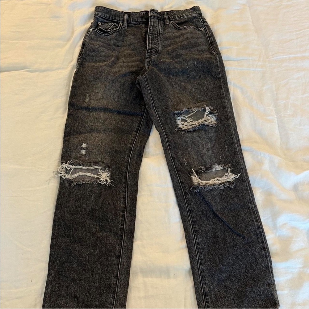 BDG Slim Straight Black Distressed Relaxed Jeans Size 27